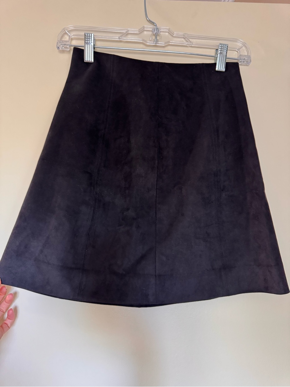Babaton Black A-Line Suede-Look Skirt